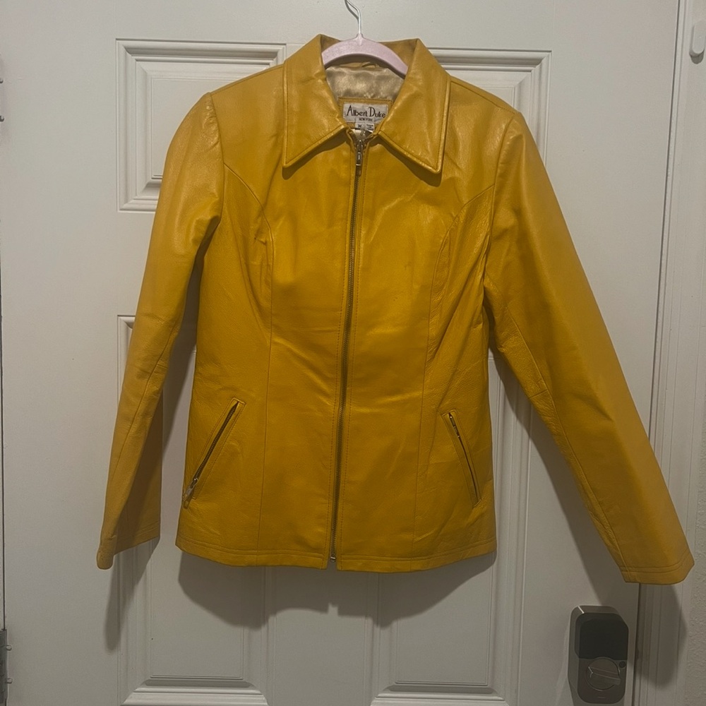 Warm Golden Genuine Leather Jacket – True to Size, Fully Lined